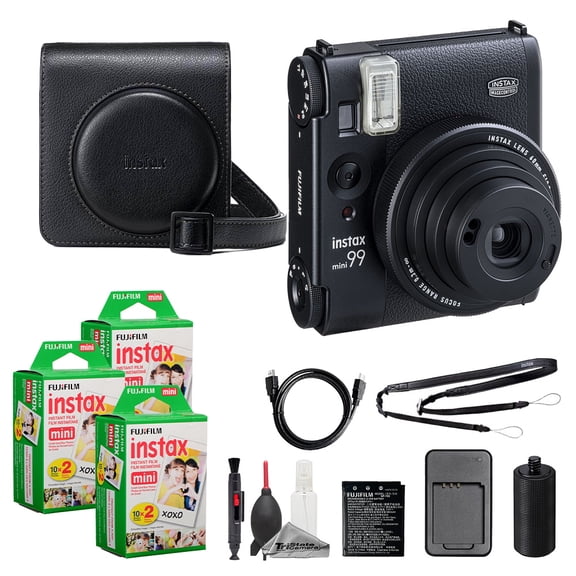 Fujifilm Instax Mini 99 Instant Film Camera (Black)   Case   Instax Mini Instant Film (60 Sheets)   Cleaning Kit