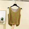 thumbnail image 4 of Tnhcen Women's Fleece Lined Tank Top Floral Print Thermal Underwear Sleeveless Round Neck Seamless Brushed Pajamas Warm Winter Base Layer Top M-2XL, 4 of 5
