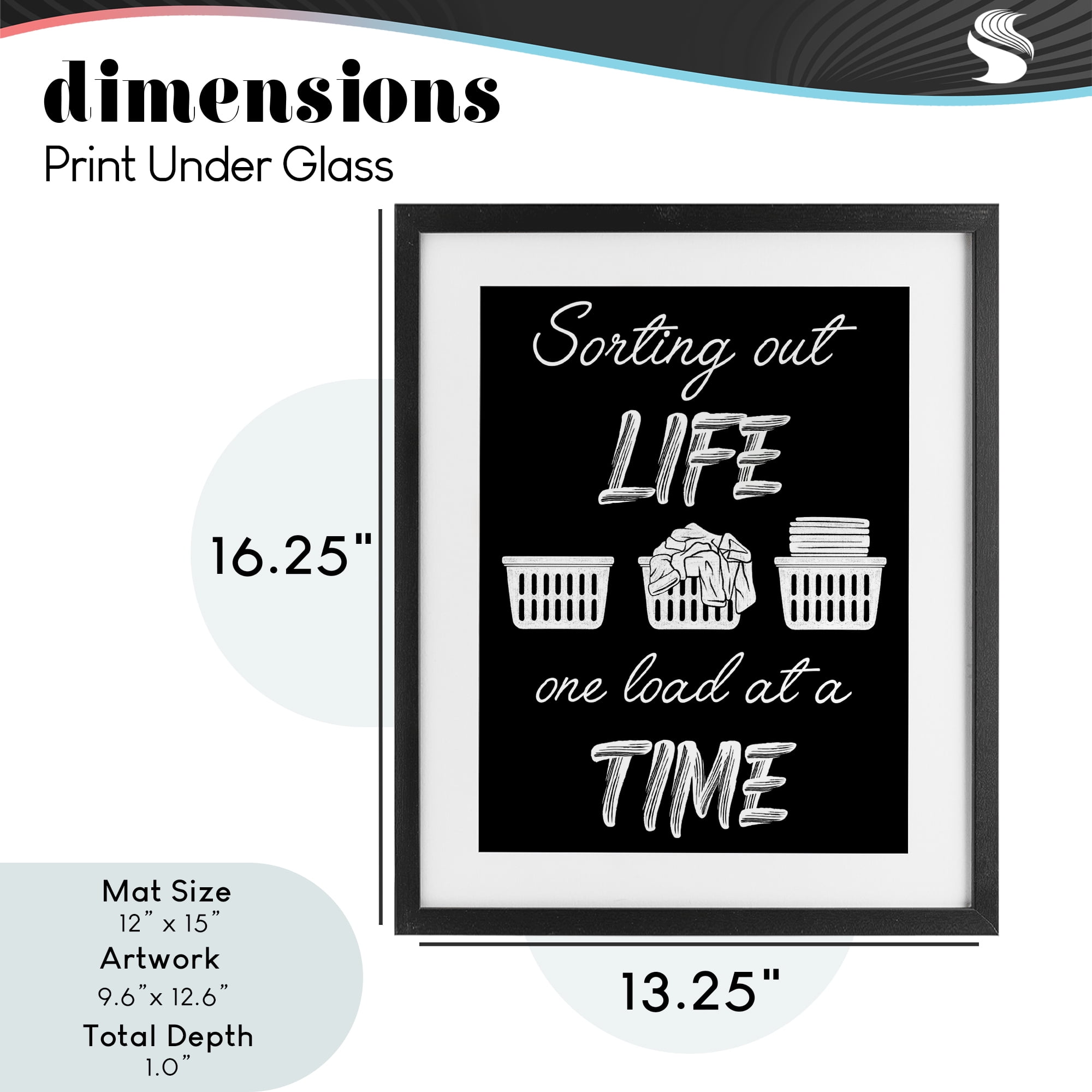 Sorting Out Life Laundry Black Framed Print Under Glass, design by Marcus Prime