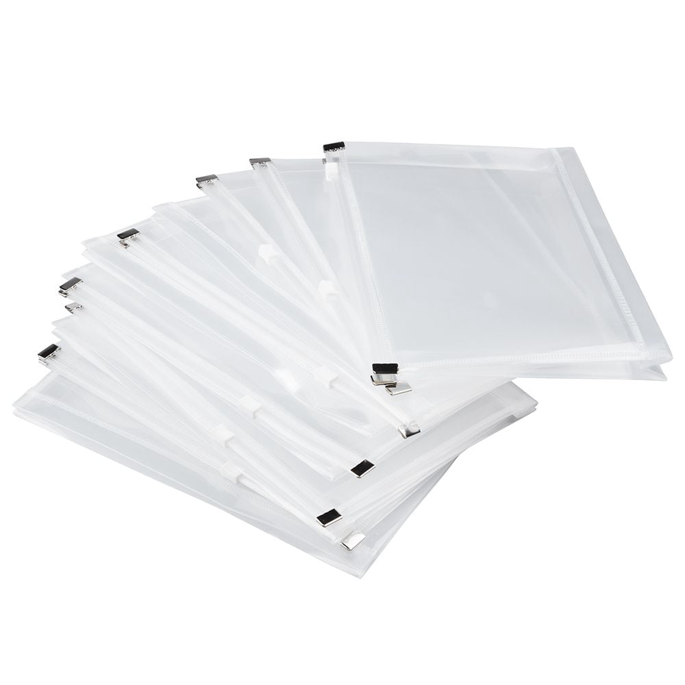 JAM Paper Plastic Zip Envelopes, 5.3 x 8, Clear, 12/Pack