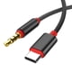 thumbnail image 2 of Adaptador de audio tipo C a 3,5 mm, tejido de nailon, audio auxiliar para coche, auriculares negros, 2 of 6