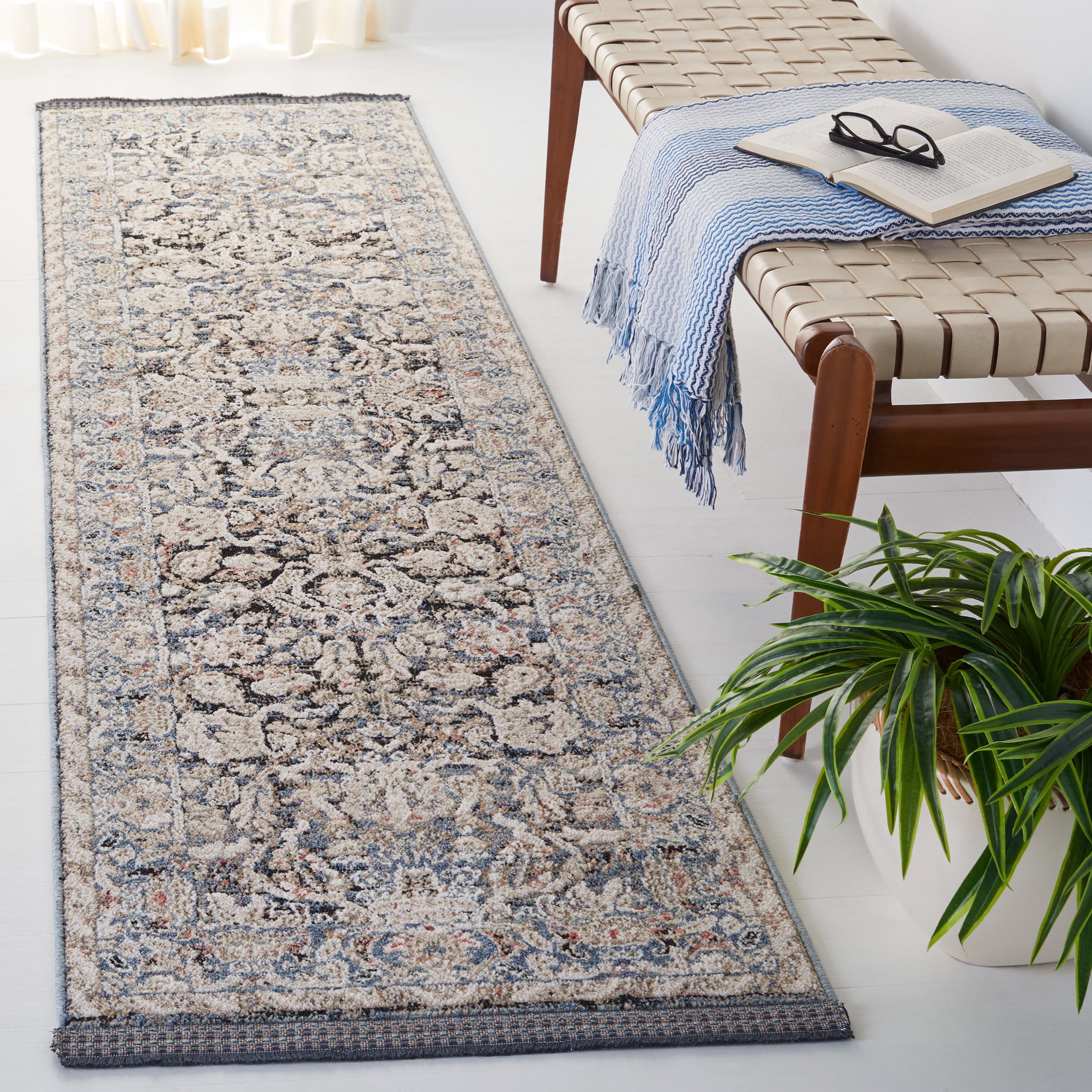 SAFAVIEH Vivaldi Lennard Abstract Runner Rug, Navy/Ivory, 2'2" x 8'