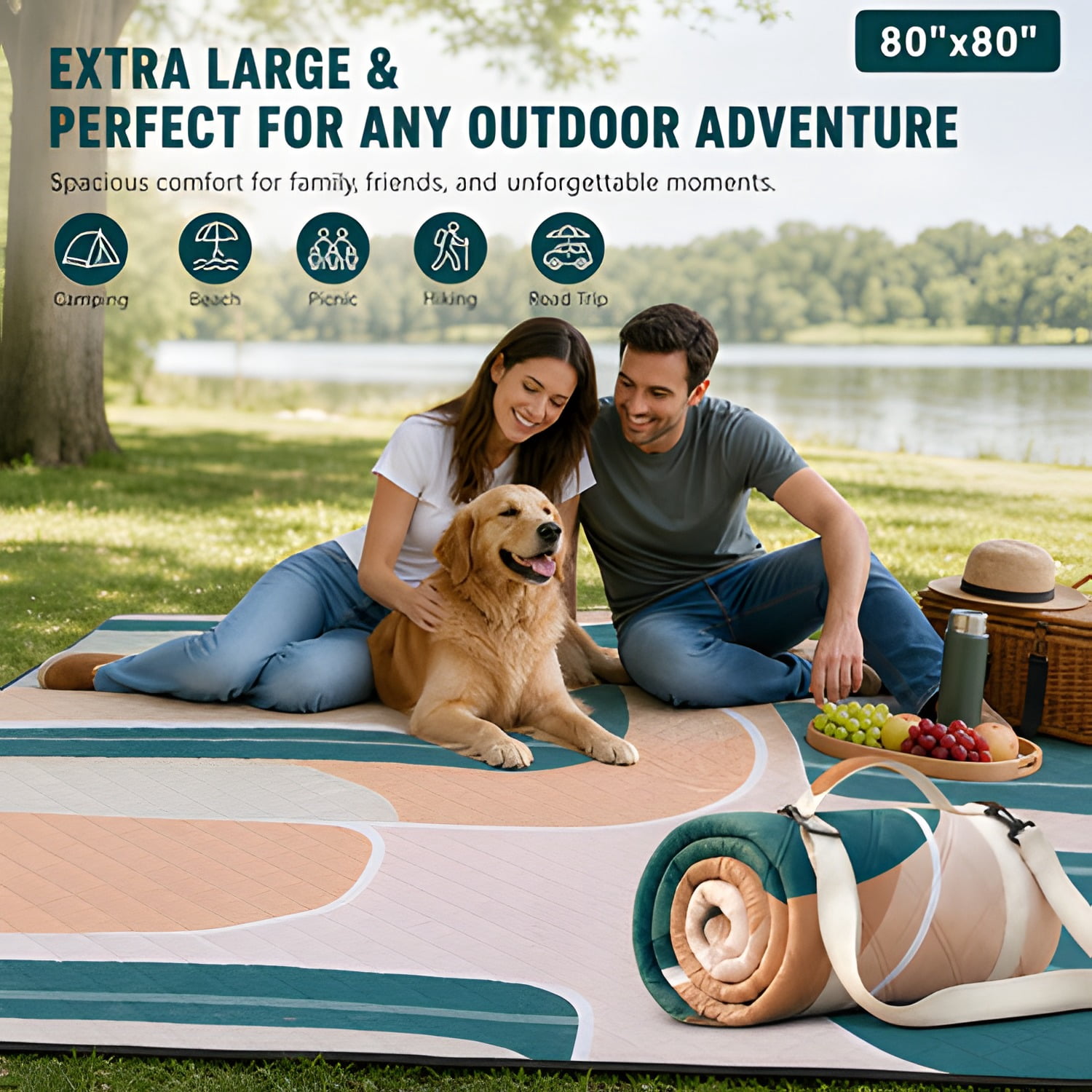 Waterproof Picnic Blanket Outdoor Camping Beach Mat Extra Large Foldable Car Essential Roadtrip Gadget Rv Accessories Glamping Tent Gear Must Haves Hiking Stuff Backpacking Necessities Gift