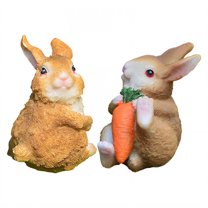 ICERUN 2Pcs Garden Statues,Resin Little Rabbit Sculpture Yard Decor,Jungle Inspired Bunny Outdoor Decorations for Yard,Style3