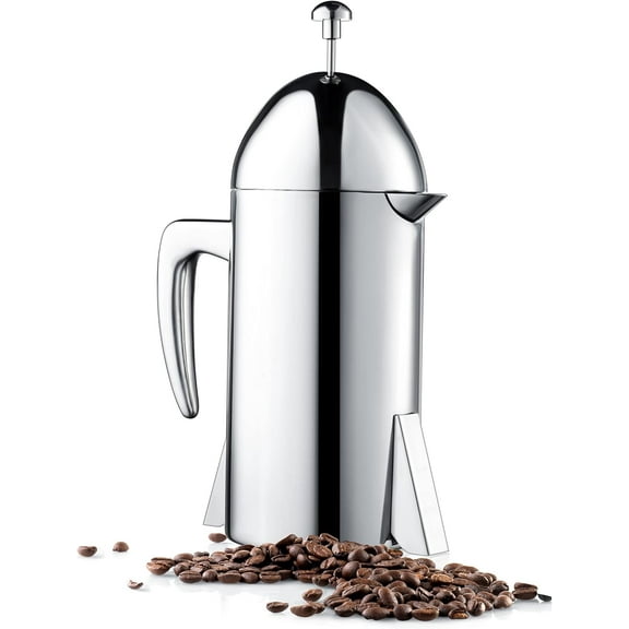 Francois et Mimi Custom-Style Double Wall French Coffee Press, 34-Ounce, Stainless Steel (Modern)