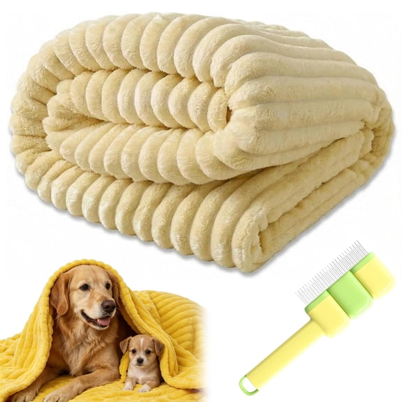 Dog Emotional Support Blanket Yellow Dog Blanket Mood Calming Soft Security,Faux Rabbit Hair Plush,Washable for Kennel,Sofa,Bed & Car Seat,Indoor & Outdoor