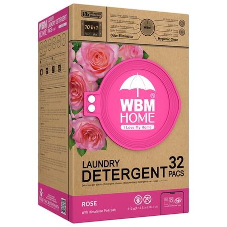 WBM 5 in 1 Rose Laundry Pods 3D Stain Remover Scent Booster - 32 Pods Pack of 1