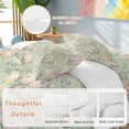 thumbnail image 6 of Retro Flowers Queen Size Comforter Set, Watercolor Camellia Green Illustration Bedding for All Seasons, 4 Pcs Bed Set, 1Quiltcover (90"x92") ,1Sheet(94"x116"), 2Pillowcases (30"x20"), 6 of 12