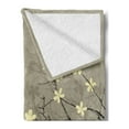 thumbnail image 2 of Japanese Soft Flannel Fleece Throw Blanket, Retro Flourishing Twiggy Eastern Blossoms Botanical Metaphoric Concept, Cozy Plush for Indoor and Outdoor Use, 50" x 60", Beige Brown, by Ambesonne, 2 of 5