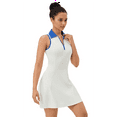 thumbnail image 2 of Golf Dress for Women Tennis Dresses with Shorts Pockets Sleeveless Sport Active Workout Athletic Dress White-Blue XXL, 2 of 7