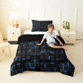 thumbnail image 3 of Manfei Modern 3D Square Twin Comforter Sets, Neon Glow Bedding Set, Black Blue, Black Reversible 2pcs, 1 Comforter and 1 Pillowcase, 3 of 6