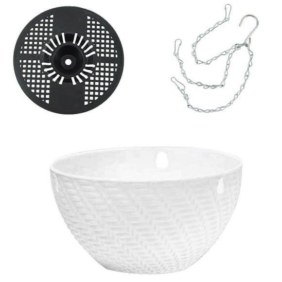 Bewildely Cesta colgante de clorofito, maceta colgante, gancho para colgar, interior, autoabsorbente, cría de agua, maceta de plástico especial Jardín y Patio Blanco