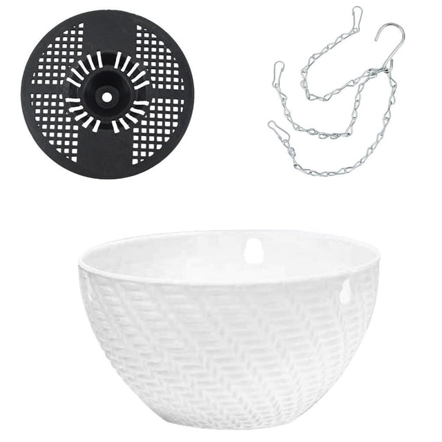 Bewildely Cesta colgante de clorofito, maceta colgante, gancho para colgar, interior, autoabsorbente, cría de agua, maceta de plástico especial Jardín y Patio Blanco