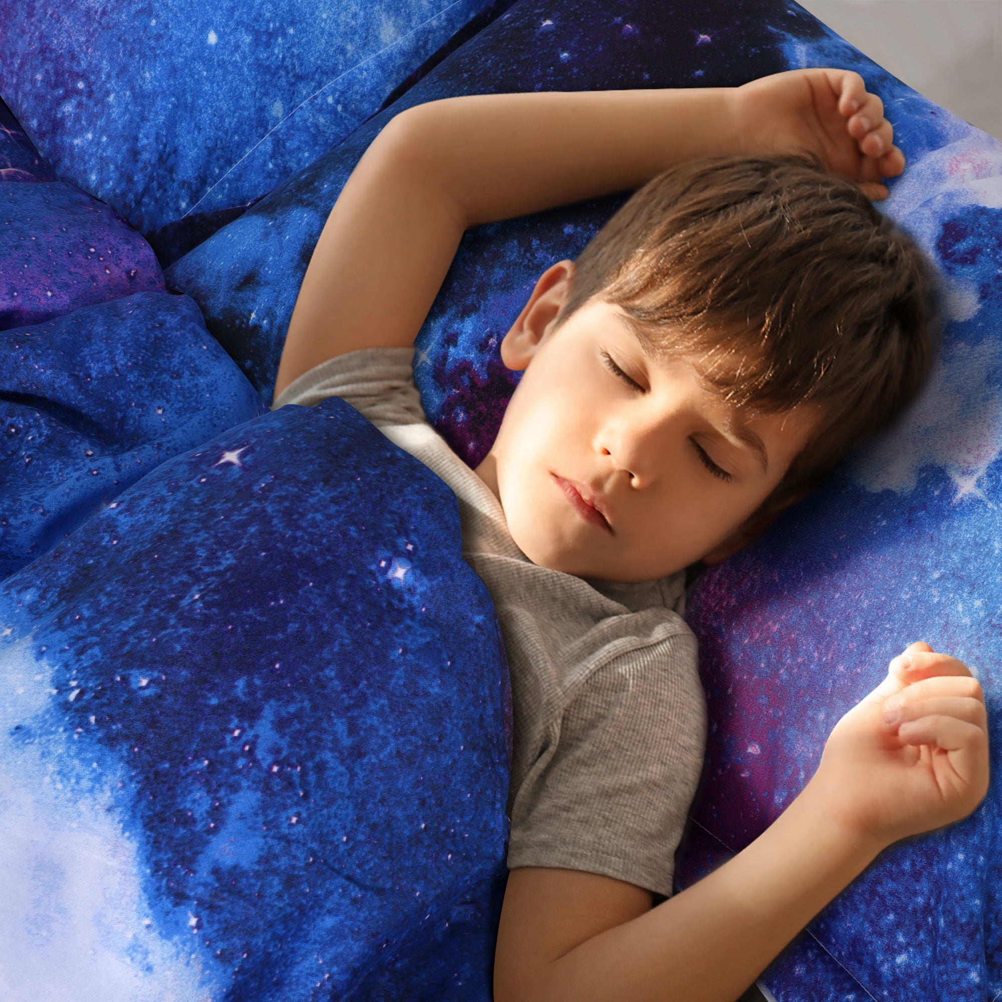 4-Piece 3D Galaxy Duvet Cover Bedding Set with Pillowcase Blue Sky Twin