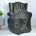 thumbnail image 4 of Hello World Soft Flannel Fleece Throw Blanket, Lettering Sports Shoes and a Floral Background Hand Drawn, Cozy Plush for Indoor and Outdoor Use, 50" x 70", Charcoal Grey Ivory, by Ambesonne, 4 of 5