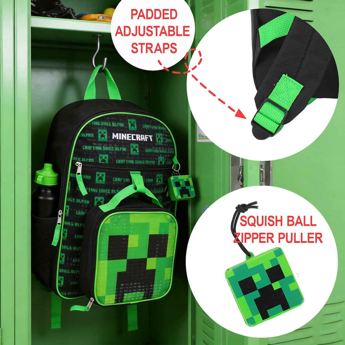 Kids Minecraft Backpack 4-Piece Combo School Supplies