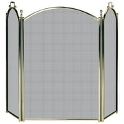 Angle View: Uniflame #S-9201 Solid Brass 3-Fold Premium Fire Screen, 34" x 54"