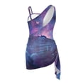 thumbnail image 4 of SEANATIVE Girls One Piece Swimsuit with Mesh Cover Up Skirt Cut Out Back Design 2 in 1 Bathing Suit for Beach Party Hotel Pool, Size 7-8 Years, Black Cat Butterfly Galaxy Violet, 4 of 7