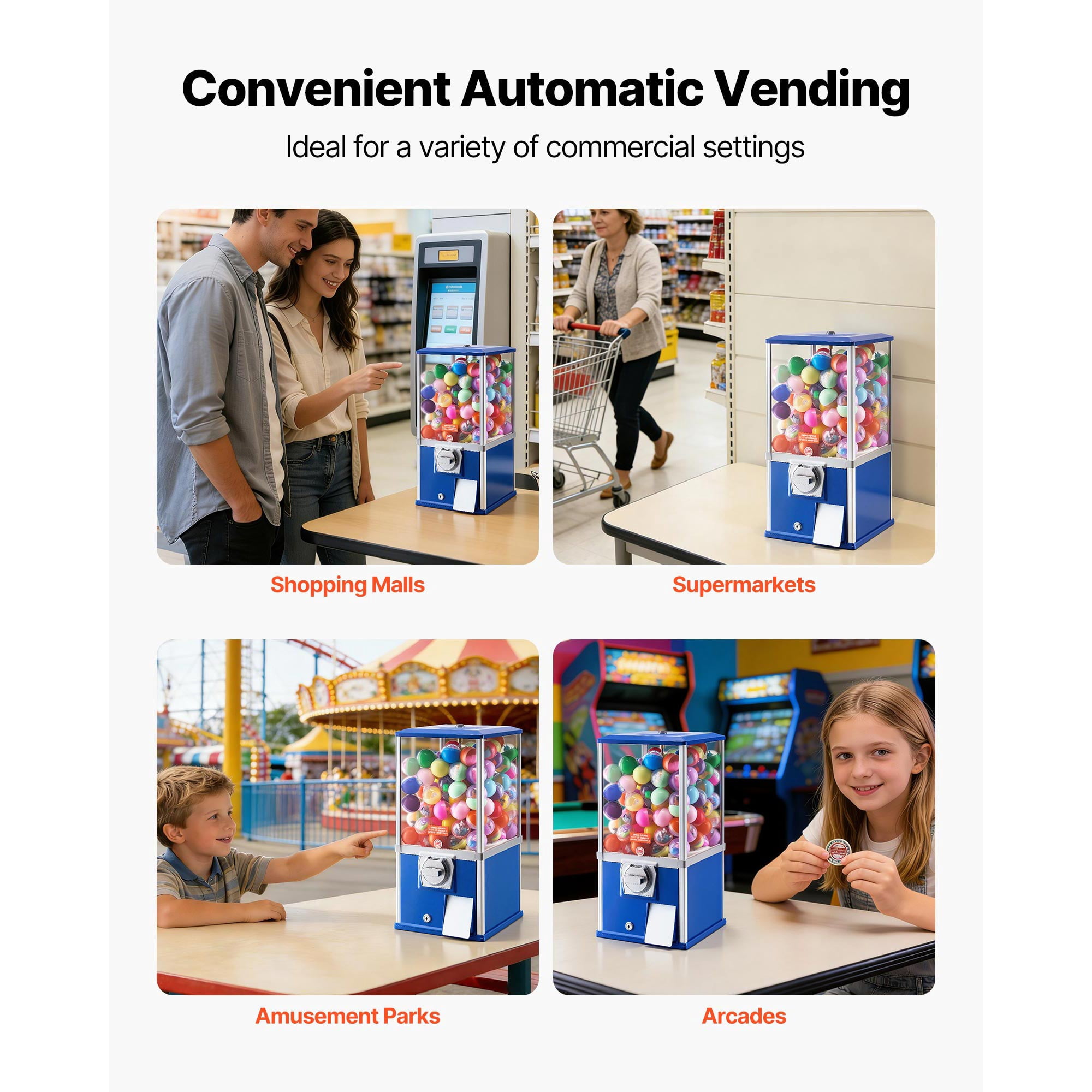 KFFKFF 21-Inch Tall Candy Vending Machine, Coin-Operated Dispenser for Shopping Centers, Supermarkets, Entertainment Venues, and Arcades, Accommodates Up to 180 1.77-Inch Round Candies