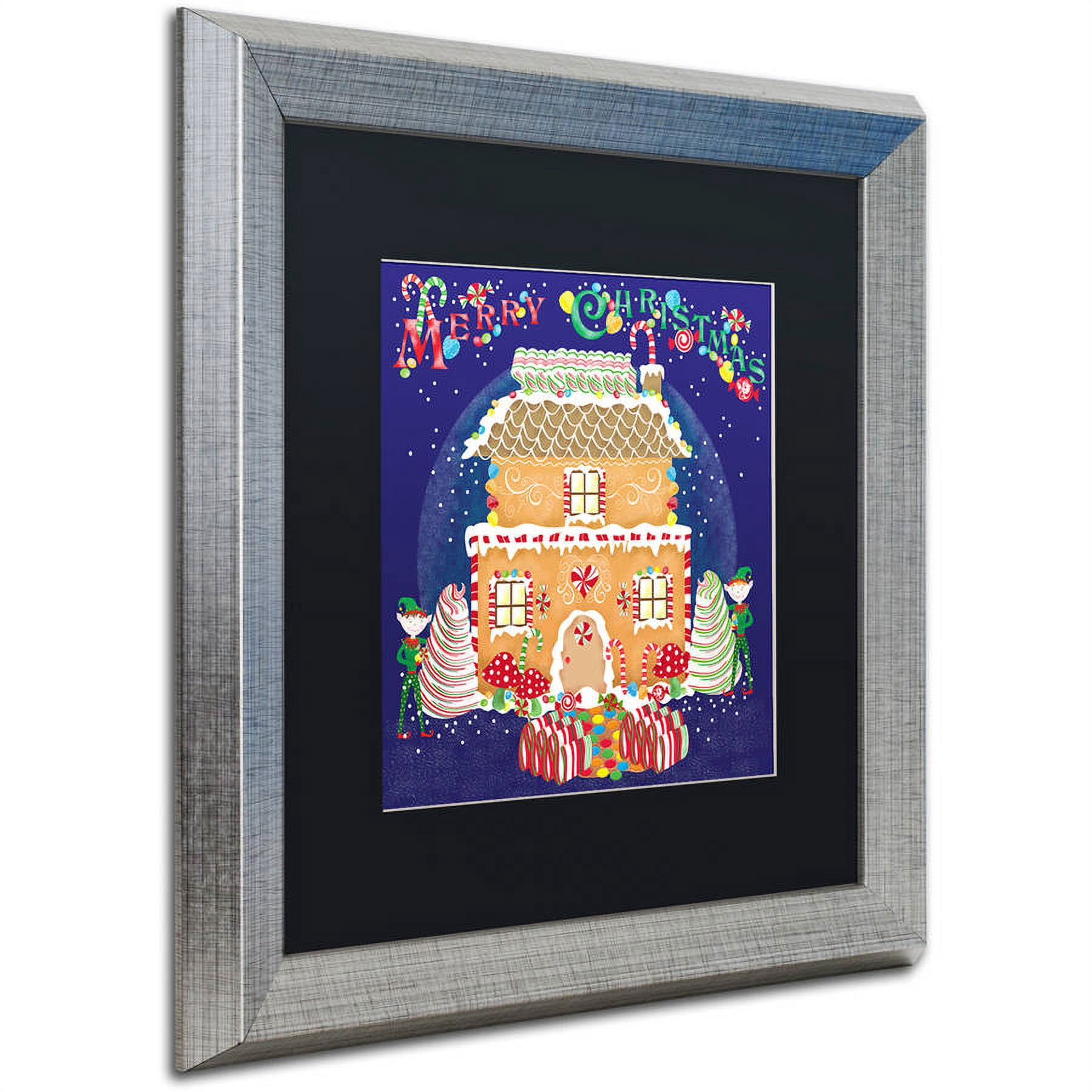Trademark Fine Art "Xmas Gingerbread House" Canvas Art by Lisa Powell Braun, Black Matte, Silver Frame