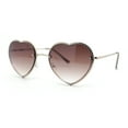 thumbnail image 2 of Womens Metal Race Jewel Trim Rimless Heart Shape Hippie Sunglasses Gold - Brown, 2 of 4