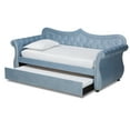 thumbnail image 5 of Baxton Studio Abbie Light Blue Velvet Upholstered and Crystal Tufted Twin Daybed with Trundle, 5 of 12