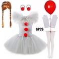 thumbnail image 3 of Disfraz de payaso de Halloween para niñas, vestido de tutú para niños de 2 a 12 años, ropa gris de fantasía para carnaval, conjuntos de Cosplay de Joker para fiesta, 3 of 5