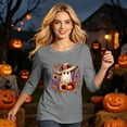 thumbnail image 4 of Bexdxz Cute Ghost Pumpkin Halloween 3/4 Sleeve Shirts for Women Funny Bat Graphic Crew Neck Three Quarter Length Tee Fall Casual Holiday Top Gray 3XL, 4 of 6