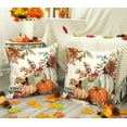 thumbnail image 2 of Fall Pumpkin Leaves Throw Pillow Covers 18 x 18 Inch Set of 2, Autumn Thanksgiving Farmhouse Holiday Cushion Case for Home Sofa Couch Decoration S24F22, 2 of 6