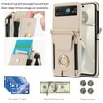 thumbnail image 6 of Decase Fashion Hybrid Phone Case Compatible with Motorola Razr 40 Wallet Cover with Ring Crossbody Wrist Strap Lanyard Credit Card Holder Slot Fits for Motorola Razr 40 2023 Women Men,White, 6 of 7