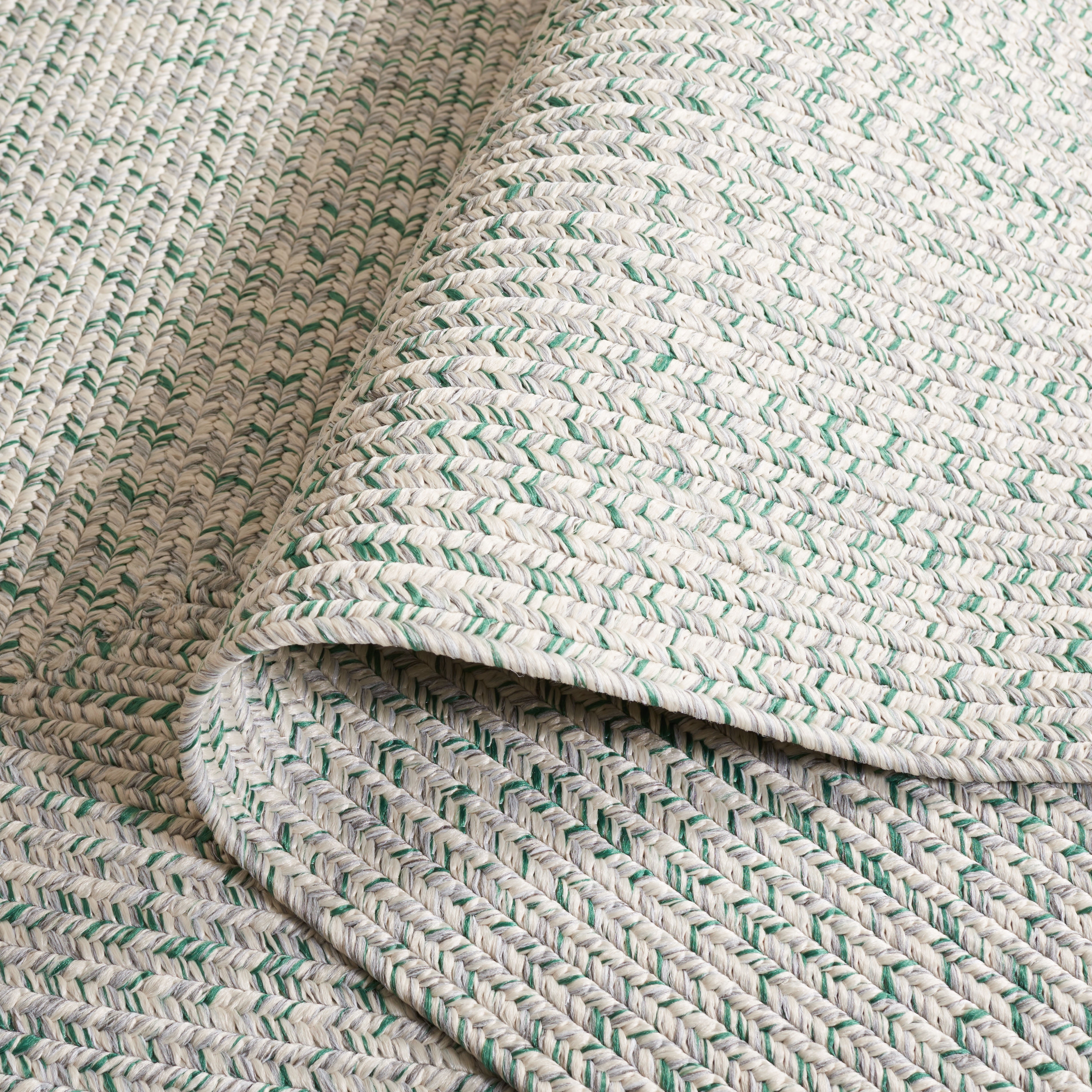 Safavieh Braided Gino Distressed Machine Washable Reversible Area Rug, Ivory/Green, 5' x 5' Square