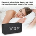 thumbnail image 3 of Wooden Alarm Clock with Large LED Screen Easy to Read Dimmable Snooze Digital Alarm Clock with Temperature Display,Black, 3 of 8