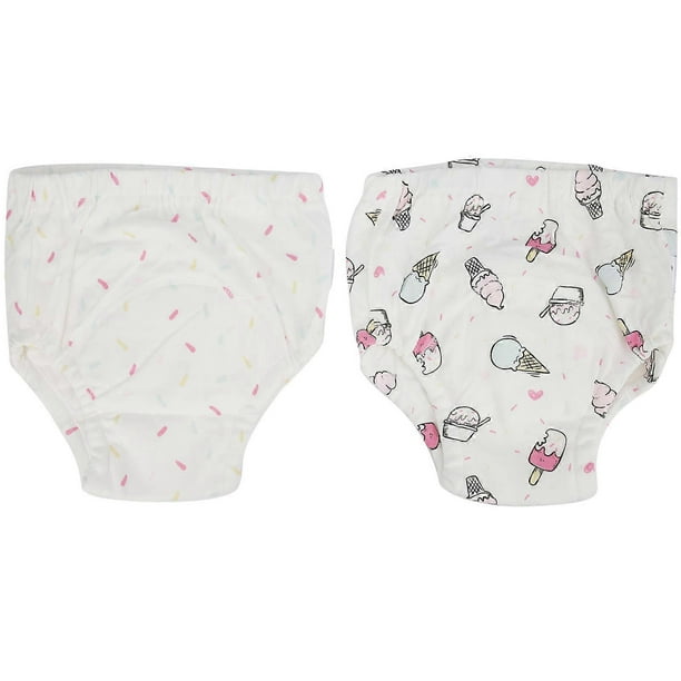 Insular 2pcs Baby Cotton Training Pants for Infant 6 Layer Newborn Underwear Panties Reusable ClothIce Cream Pattern