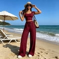 thumbnail image 2 of Vdoaml Ladies Tracksuit 2 Piece Outfit Womens Short Sleeve Crop Top Pants Set Women Casual Loungewear Matching Sets XL Red, 2 of 3