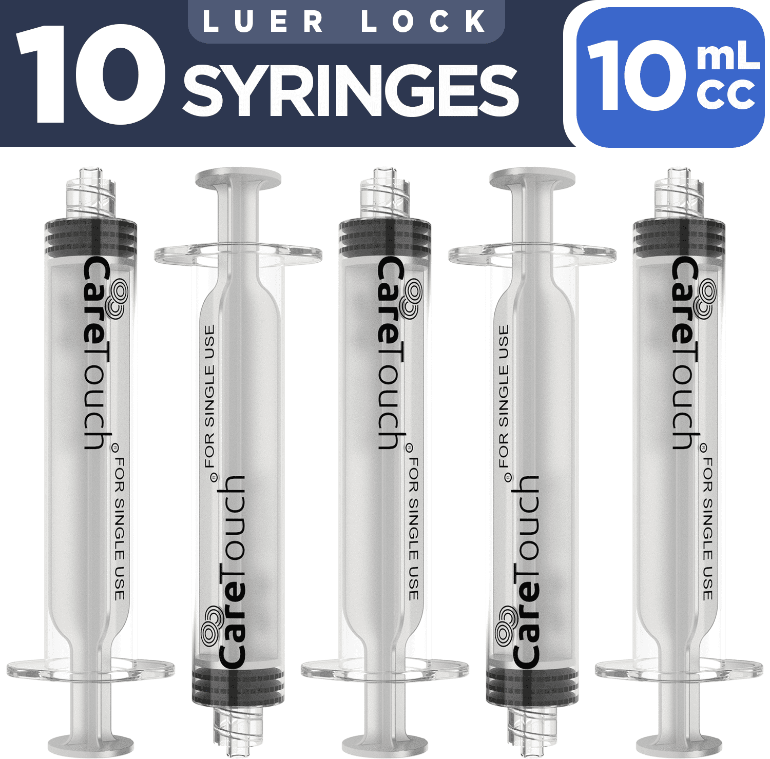Care Touch 10 mL Syringe with Luer Lock Tip 10 Syringes with No