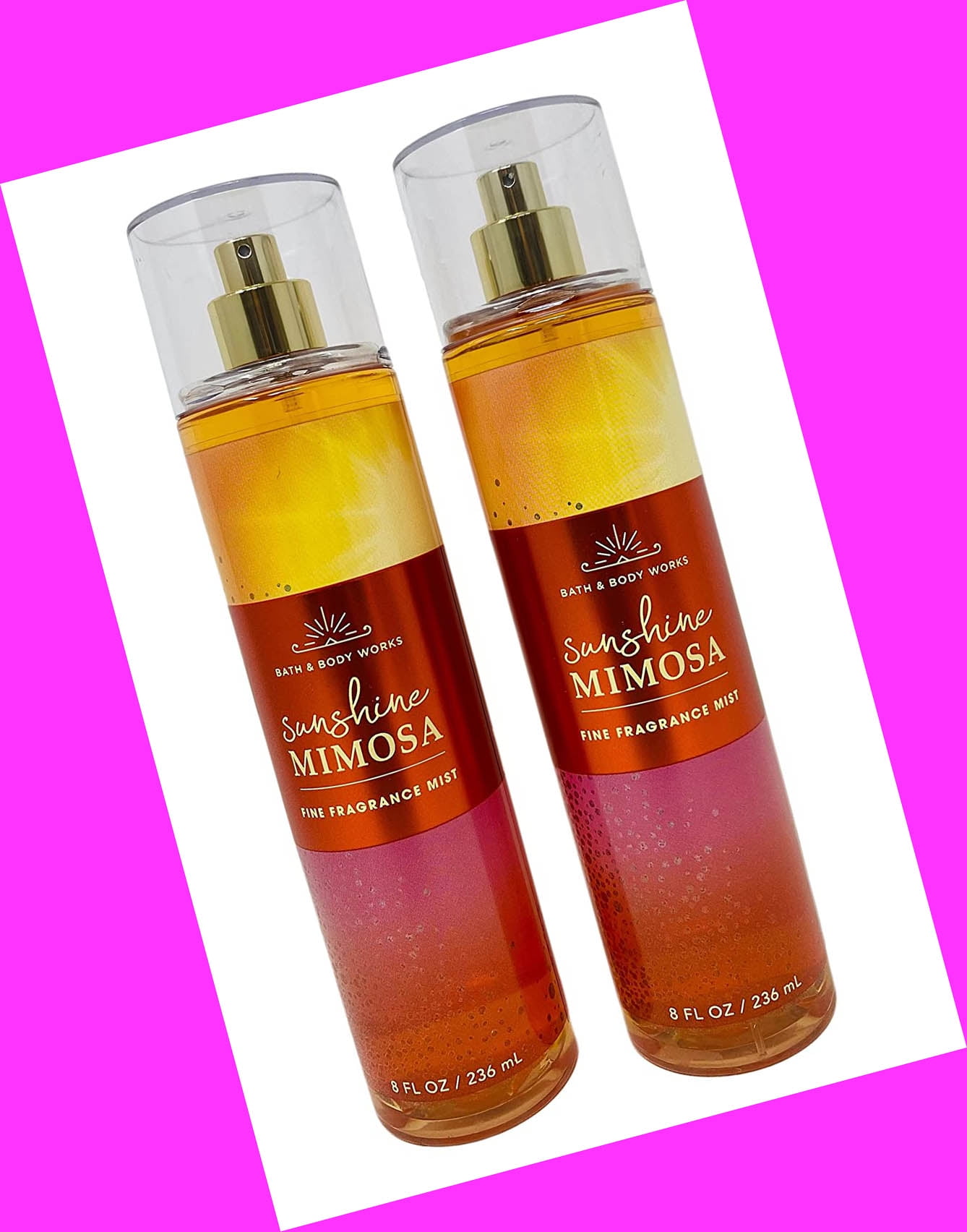 Bath & Body Works Sunshine Mimosa Set of 2 Fine Fragrance Mist 8 fl. oz. 