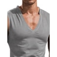 thumbnail image 3 of DYMADE Men Spliced V-Neck Summer Tank Home Classic Casual Style Slim T-Shirts Top, 3 of 4