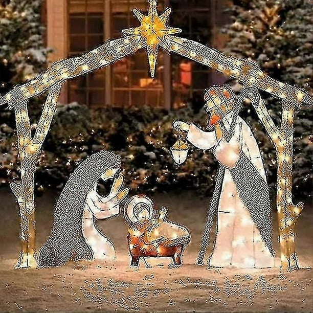 Lighted Outdoor Nativity Scene, Christmas Holy Family Yard Decoration, Nativity Sets For Christmas Outdoor, Easter Decorations Lighted