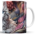 thumbnail image 3 of Taza de Cerámica Para Café o té con Gato Adorable y Flores, 3 of 3