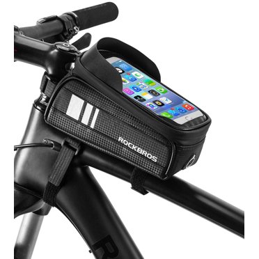 TOURBON Water-resistant Bike Phone Bag - Handlebar/Top Tube Pouch With Touchscreen Window, Black