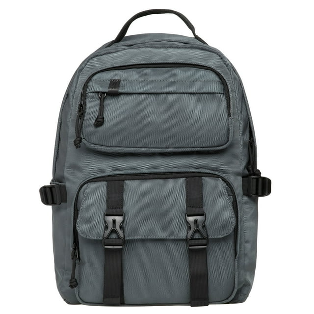KAUKKO Vintage Casual polyster and Leather Rucksack Backpack (Nylon Grey)