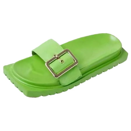 

Womenshoes Fashion Casual Square Head Thick Bottom Beach Slippers Women