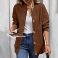 thumbnail image 3 of Yokua Corduroy Jackets for Women Button Down Bomber Jacket Stand Collared Long Sleeve Varsity Y2k Stylish Casual, 3 of 8