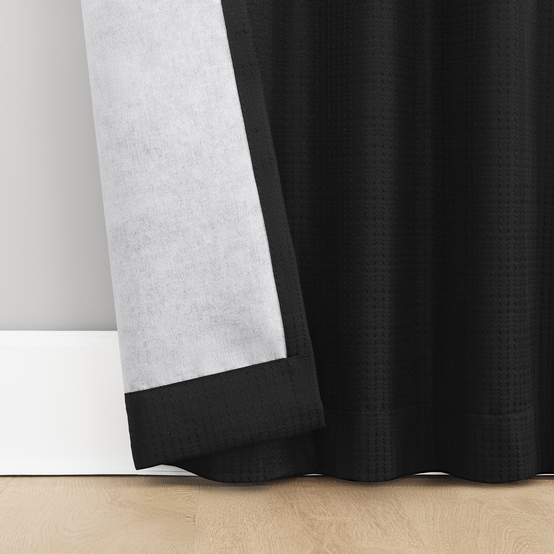 Sun Zero Vance 2-Piece Magnetic Closure 100% Blackout Back Tab Curtain Panel Pair, 37"x96", Black