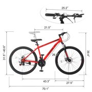 UBesGoo 27.5in Mountain Bike 21 Speed for Adult with Disc Brakes & Suspension, Red, Black