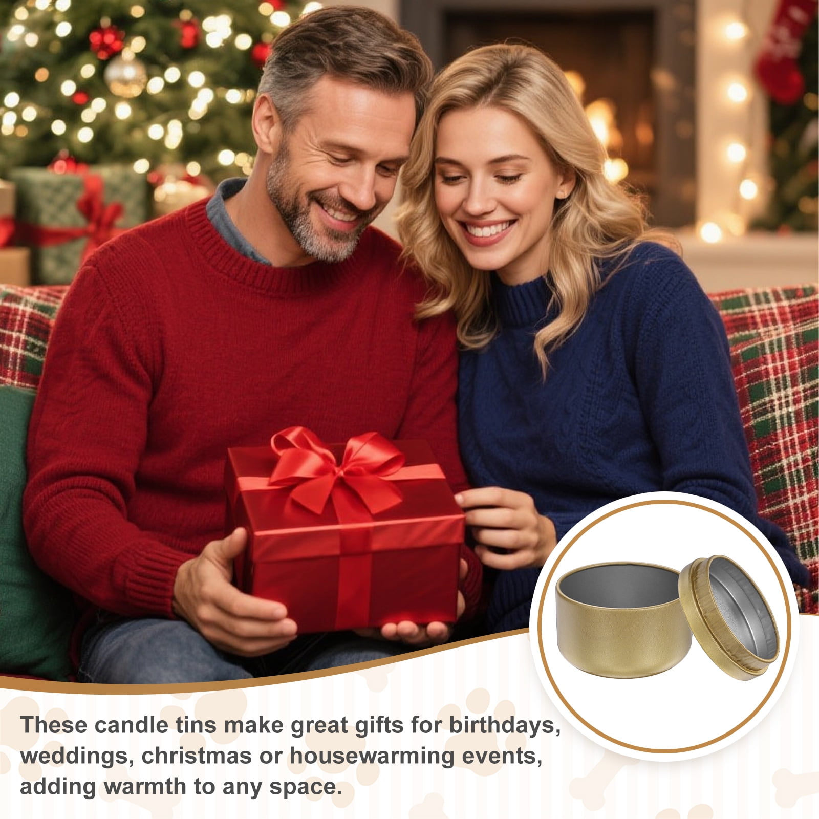 3oz Candle Tins, 16pcs Metal Candle Tins Jars with Lids Round Empty Tin Can Containers Bulk for Storage Tea and Making DIY Arts Crafts Christmas Gifts, Gold Tone