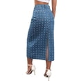 thumbnail image 3 of Falda de mezclilla Miaxi Inspire Chic para mujer, de cintura alta, con puntos suizos, abertura trasera, falda de columna casual, 2XL, azul, 3 of 6