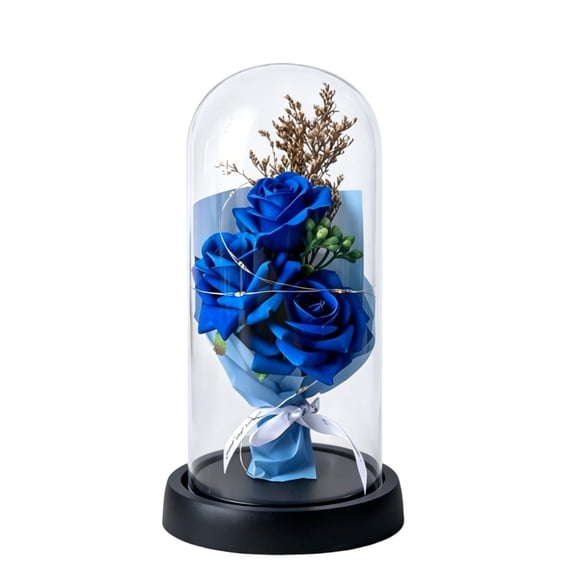 Flowers in Glass Dome, Eternal Rose Decor, Romantic Gift for Valentine's Day, Mother's Day, Birthday, Anniversary, Home Decor.