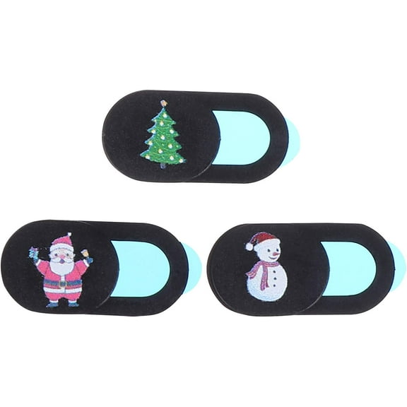 3PCS Christmas Webcam Cover Slide Blocker Santa Snowman Web Camera Cover Sticker Ocean Fish Camera Cover Slider for Computer Phone Decor