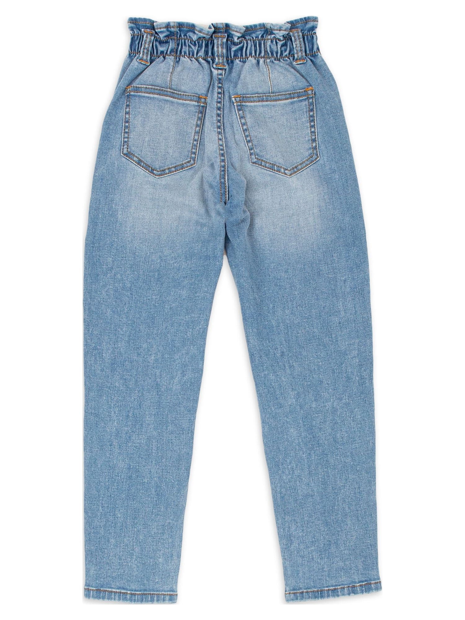 Jordache Girls High Rise Paperbag Mom Jeans, Sizes 5-18, Stretchy